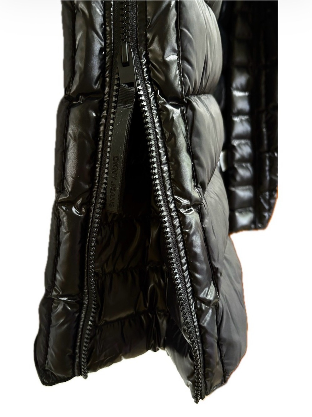 NWT DKNY Jeans Long Hooded Puffer Coat Black S - Picture 8 of 14
